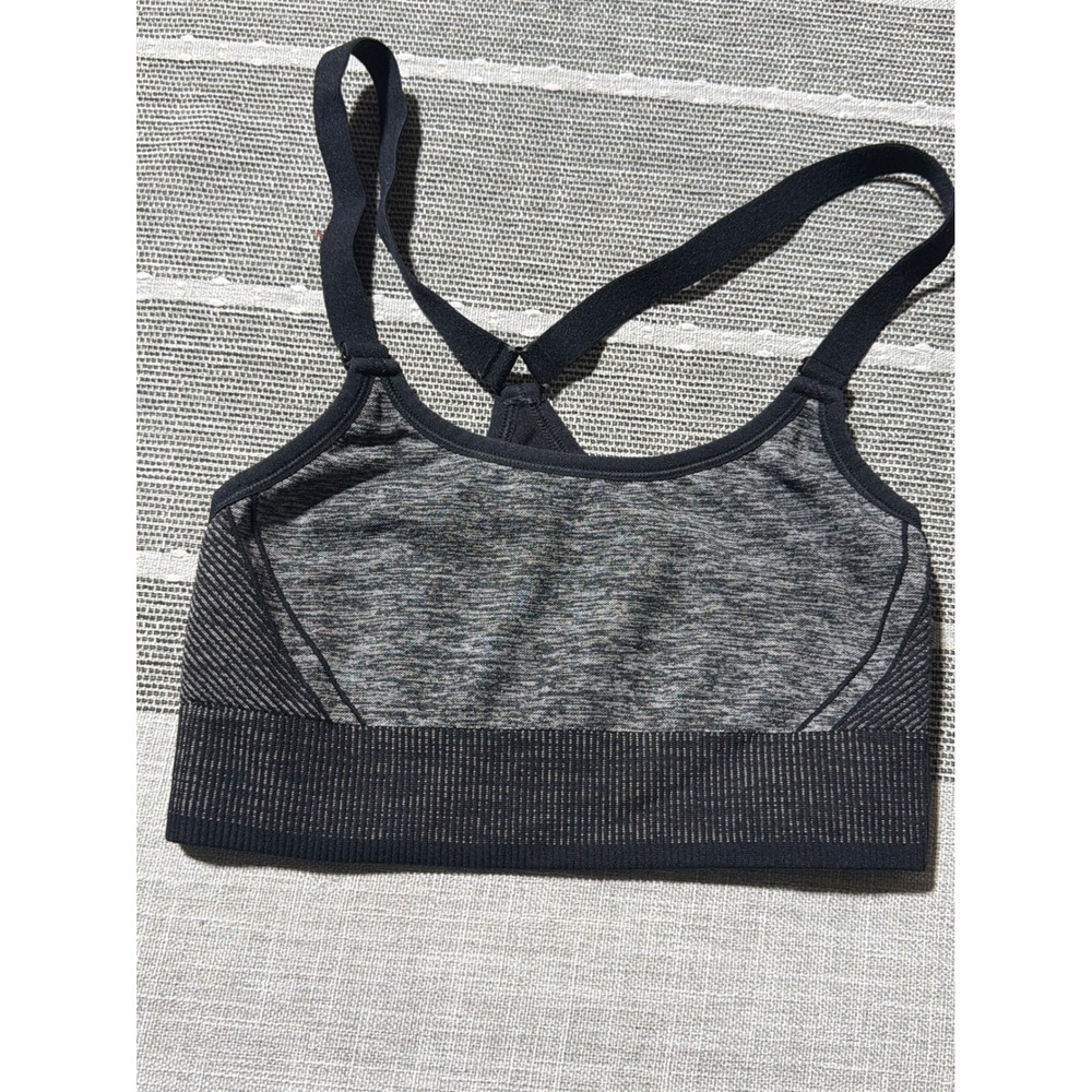 All in Motion Girls Large Sports Bra Gray Black Space Dye Racerback Activewear